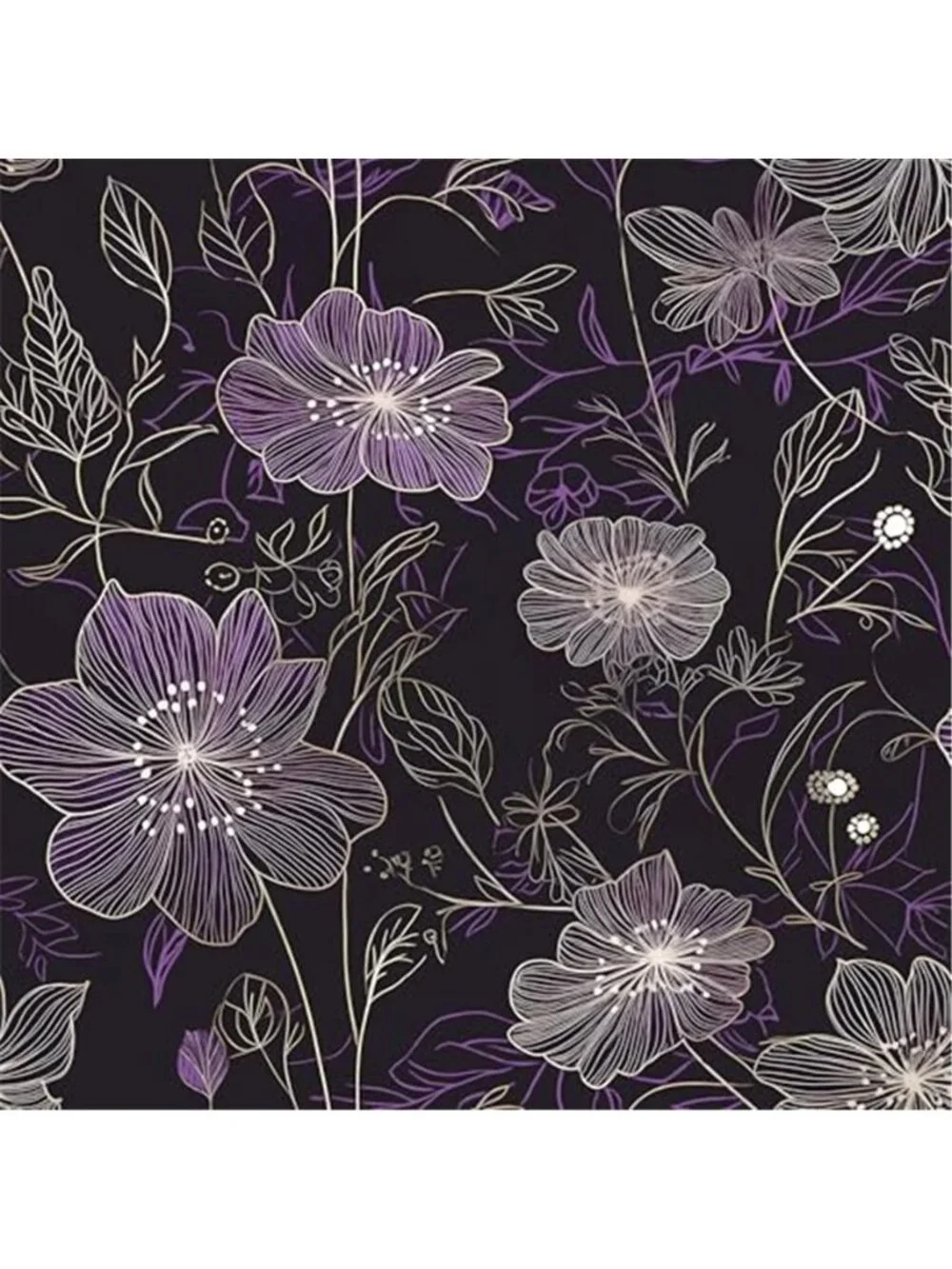 Purple Floral Peel Stick Wallpaper Dark Boho Botanical Self Adhesive Removable